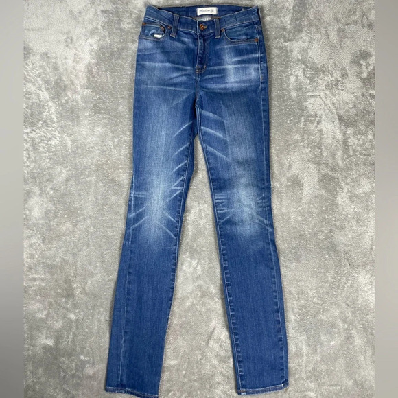 Madewell Jeans Womens 25 High Rise Alley Straight Skinny Slim Grunge Casual Blue - Picture 4 of 11